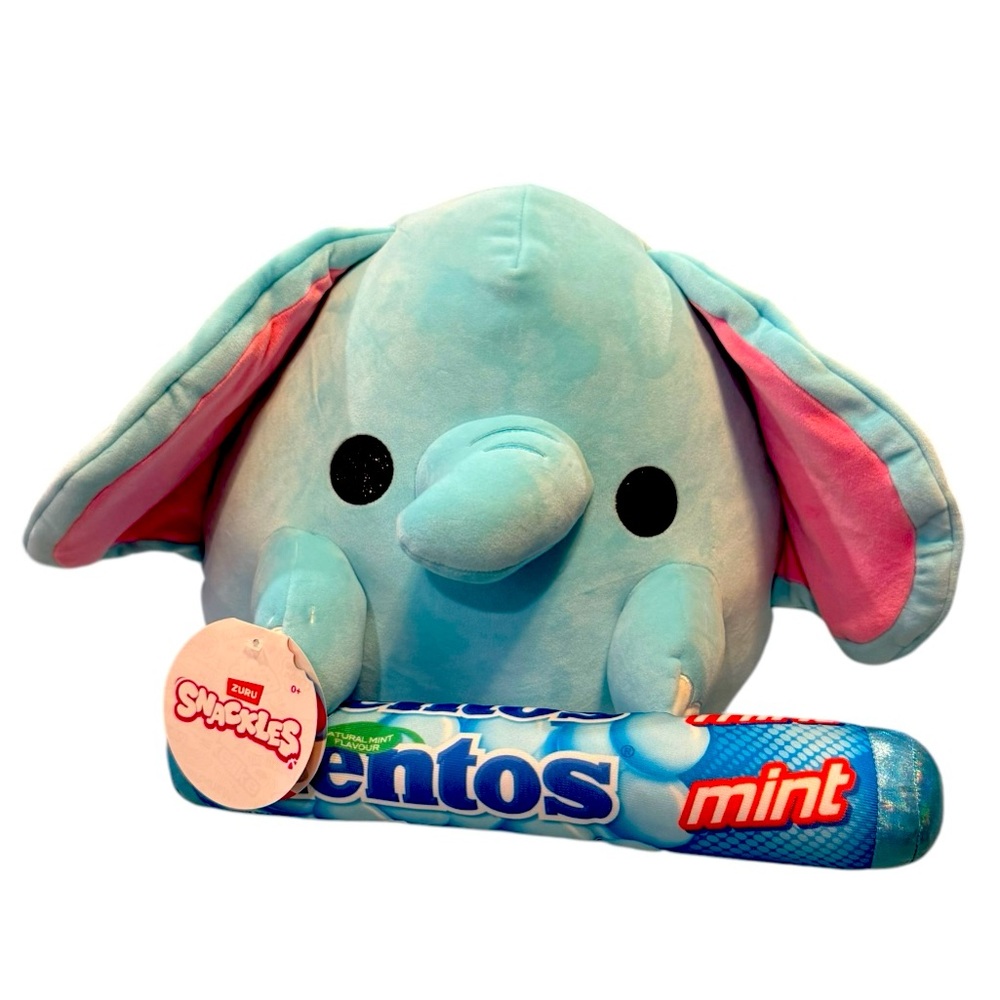Snackles Lottie NWT Stuffed Elephant Mentos Squishy Toy Plush Pillow Large